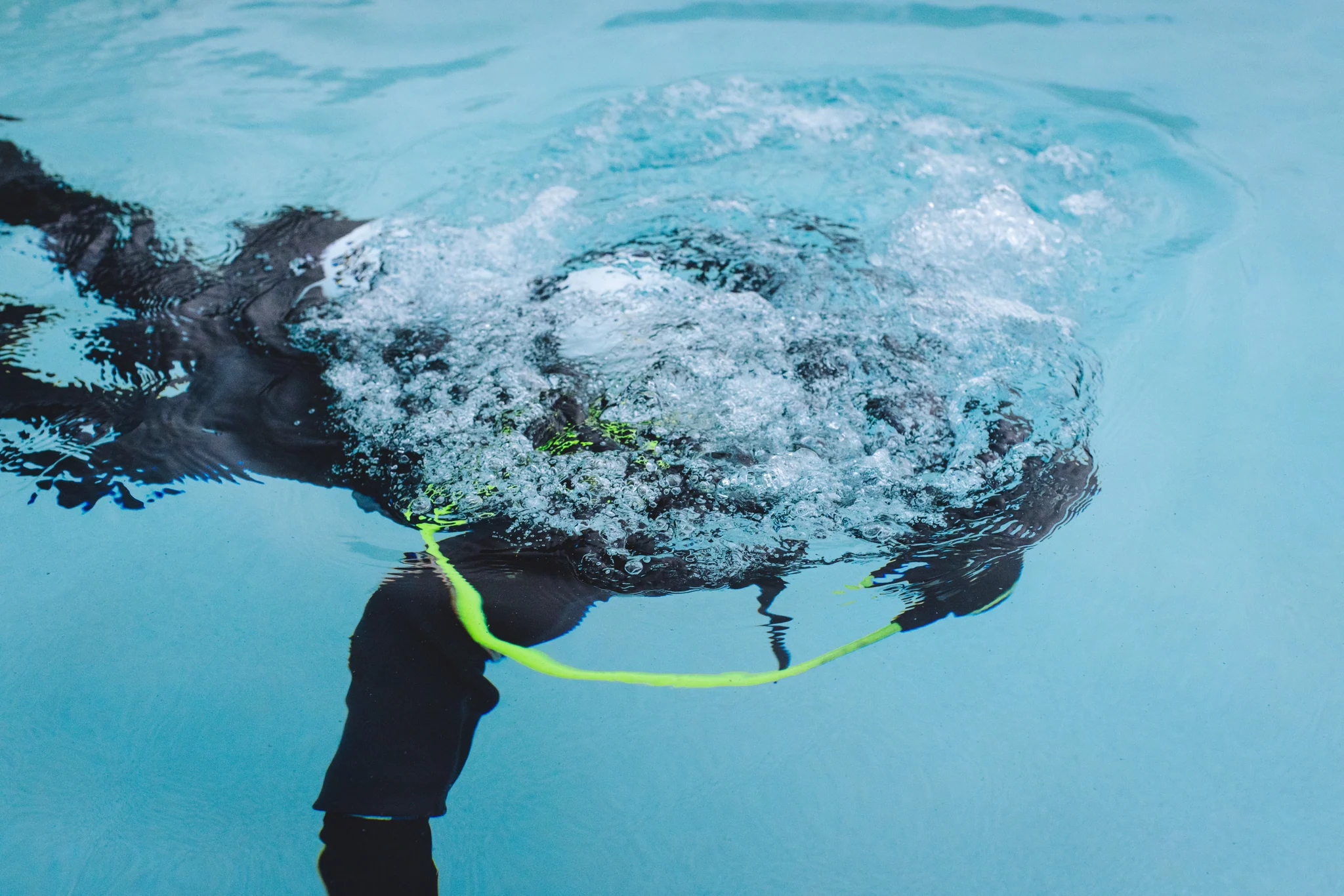 ALD pool specialist carrying out an underwater leak inspection