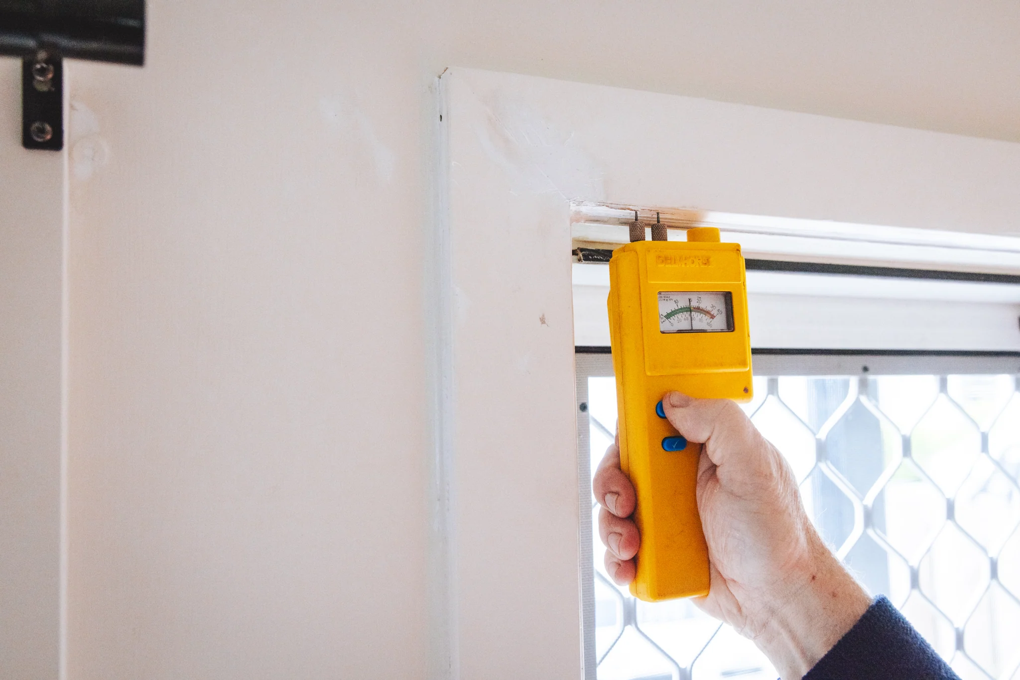 Moisture meter checking water damage to choose the right leak detection technology in Australia