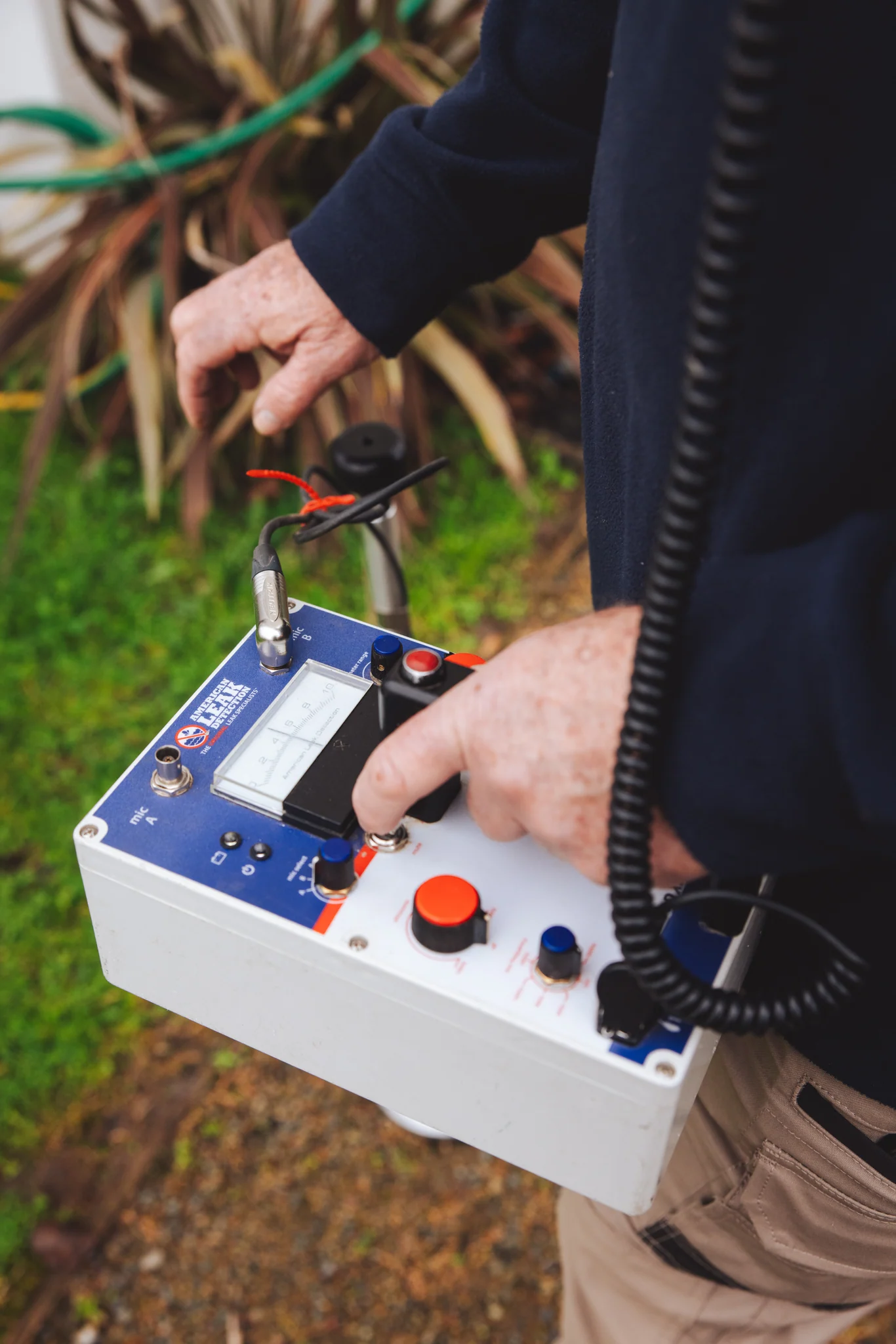 Residential water leak detection case study equipment inspection outside a home